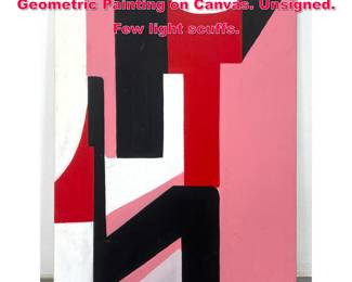 Lot 548 Mid Century Modern Op Art Geometric Painting on Canvas. Unsigned. Few light scuffs.