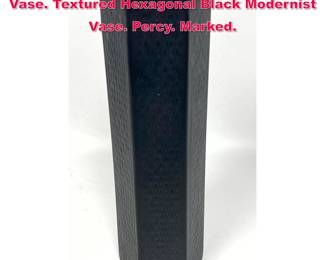 Lot 41 UPSALA EKEBY Sweden Pottery Vase. Textured Hexagonal Black Modernist Vase. Percy. Marked. 