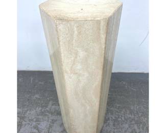 Lot 87 Travertine Pedestal Hexagon shaped. 