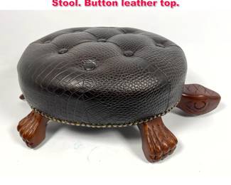 Lot 131 Decorator Turtle Form Ottoman Stool. Button leather top. 