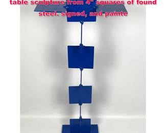 Lot 193 Joe Seltzer welded Blue squares table sculpture from 4 squares of found steel. signed, and painte