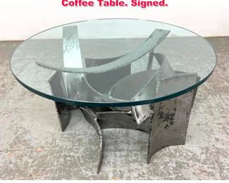 Lot 67 Silas Seandel Brutalist Welded steel Coffee Table. Signed. 