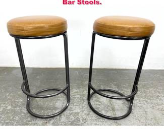 Lot 474 Pair Iron and Leather Cushion Bar Stools.