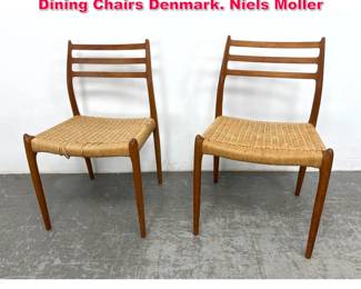 Lot 142 2pcs J.L. Moller Danish Modern Teak Dining Chairs Denmark. Niels Moller 