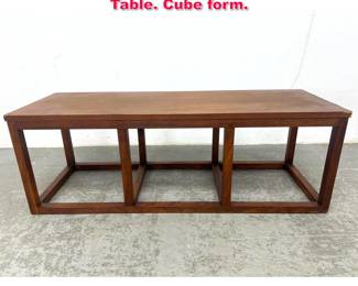 Lot 476 Mid Century Modern Walnut Coffee Table. Cube form.
