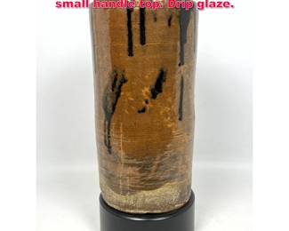 Lot 450 Asian Style Pottery Table Lamp. 4 small handle top. Drip glaze. 