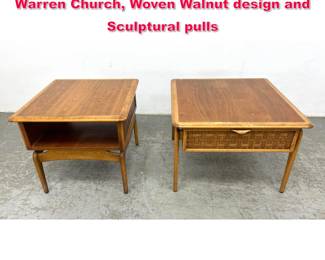 Lot 291 2pcs Lane Perception end tables by Warren Church, Woven Walnut design and Sculptural pulls