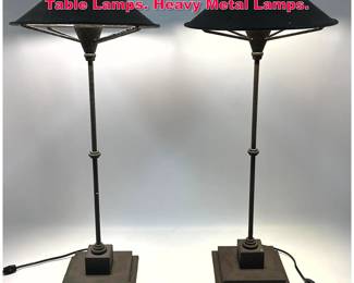 Lot 222 Pair Currey and Company Decorator Table Lamps. Heavy Metal Lamps. 