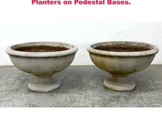 Lot 578 Pair Cement Cast Stone Bowl Planters on Pedestal Bases. 