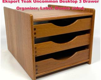 Lot 123 Danish Modern Nordisk AndelsEksport Teak Uncommon Desktop 3 Drawer Organizer, Label. Double sided, 