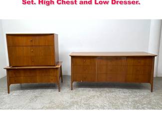 Lot 544 2pcs American Modern Bedroom Set. High Chest and Low Dresser. 