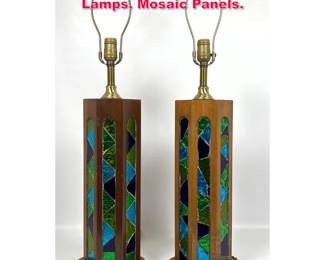 Lot 503 Pair Mid Century Modern Table Lamps. Mosaic Panels. 