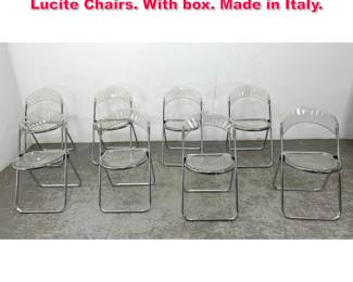 Lot 371 Set 8 Gian Pierre Ltd Chrome and Lucite Chairs. With box. Made in Italy. 