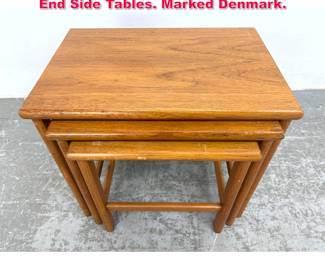 Lot 283 Set 3 Danish Modern Teak Nesting End Side Tables. Marked Denmark. 