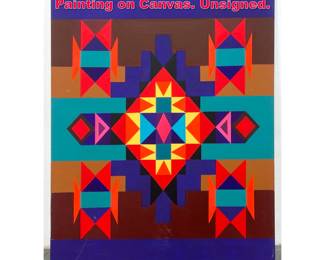 Lot 547 Mid Century Modern Geometric Painting on Canvas. Unsigned. 