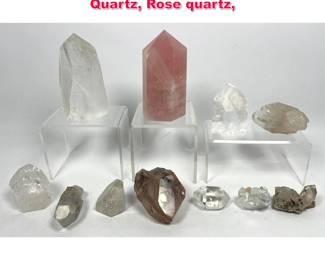 Lot 606 11 Piece Geology rock specimens. Quartz, Rose quartz, 