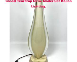Lot 91 Venetian Murano Art Glass Lamp. Cased Teardrop form. Modernist Italian Lighting.