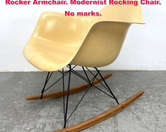 Lot 89 Charles Eames Fiberglass Shell Rocker Armchair. Modernist Rocking Chair. No marks. 