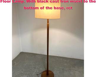 Lot 108 Martz Mid Century Walnut Wood Floor Lamp. With black cast Iron insert to the bottom of the base, ret