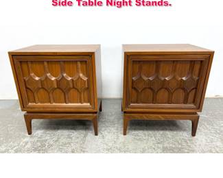 Lot 497 Pair Mid Century Modern Walnut Side Table Night Stands. 