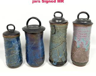 Lot 205 4Pc American Studio Pottery Lidded jars Signed MR 
