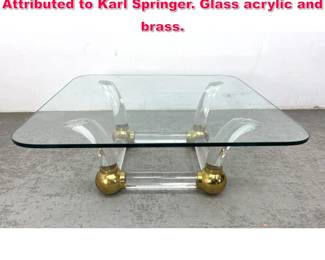 Lot 393 Lucite Sabre Leg Cocktail Table Attributed to Karl Springer. Glass acrylic and brass. 