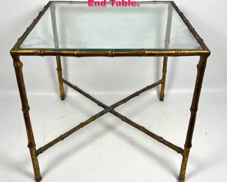 Lot 357 Faux Bamboo Gold Guilt Metal Side End Table. 