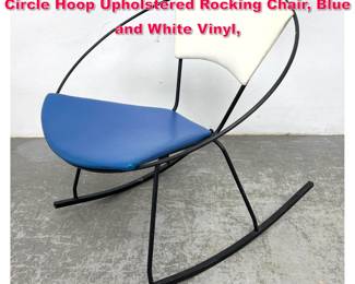 Lot 508 Joseph Cicchelli for ReillyWolff Iron Circle Hoop Upholstered Rocking Chair, Blue and White Vinyl, 