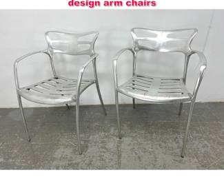 Lot 353 Pair Post modern aluminum skeletal design arm chairs