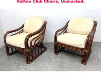 Lot 368 Pair Brown Jordan Decorative Rattan Club Chairs, Unmarked.