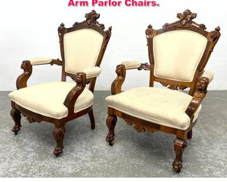 Lot 372 Pair John Jeliff Renaissance Revival Arm Parlor Chairs.