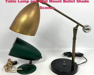 Lot 399 2 Kurt Versen Lamps. Adjustable Table Lamp and Wall Mount Bullet Shade Sconce
