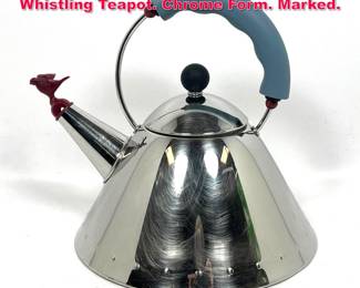 Lot 45 MICHAEL GRAVES for ALESSI Whistling Teapot. Chrome Form. Marked. 