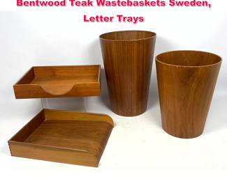 Lot 79 4pc lot Vintage Danish Modern Bentwood Teak Wastebaskets Sweden, Letter Trays