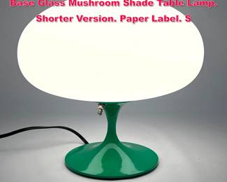 Lot 71 DESIGNLINE Eagles Green Enamel Base Glass Mushroom Shade Table Lamp. Shorter Version. Paper Label. S