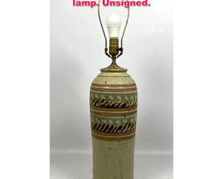 Lot 454 Tall Studio Pottery Table lamp. Unsigned.