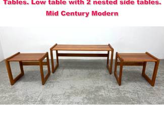 Lot 477 3pcs German Modern Teak Nesting Tables. Low table with 2 nested side tables. Mid Century Modern 