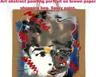 Lot 163 CHRISTOPH KOHLHOFER 81 POP Art abstract painting portrait on brown paper shopping bag. Spray paint.