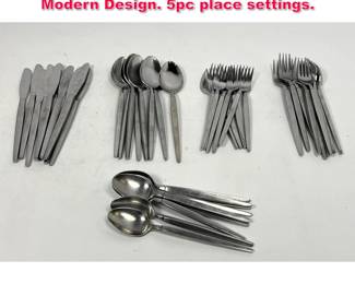 Lot 31 ASTRO Stainless Flatware Set. Modern Design. 5pc place settings. 