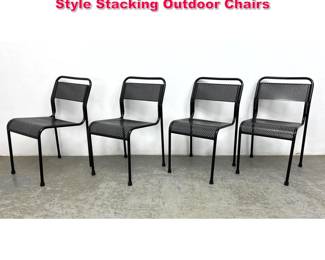 Lot 326 Set of 4 Perforated Metal French Style Stacking Outdoor Chairs