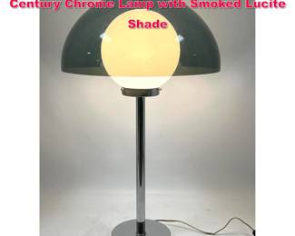 Lot 495 60s70s Vintage Space Age Mid Century Chrome Lamp with Smoked Lucite Shade