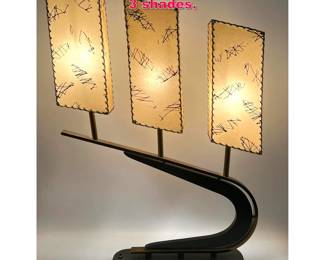 Lot 398 Z Lamp. Wood and brass. With 3 shades. 