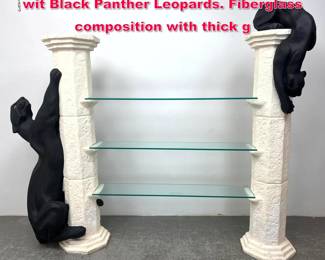 Lot 348 Decorator Display Etagere Shelf Unit wit Black Panther Leopards. Fiberglass composition with thick g