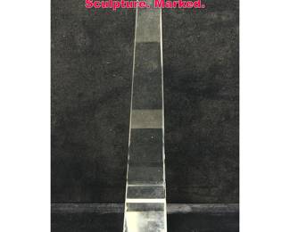 Lot 206 TIFFANY and CO Crystal Obelisk Sculpture. Marked. 