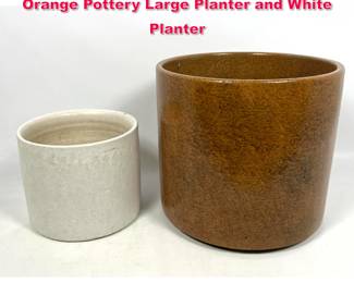 Lot 223 Gainey AC12 Large Architectural Orange Pottery Large Planter and White Planter