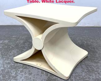 Lot 358 Karl Springer Attributed Bench Table. White Lacquer. 