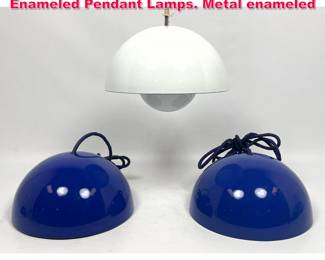 Lot 189 3pcs Verner Panton Flowerpot Enameled Pendant Lamps. Metal enameled 