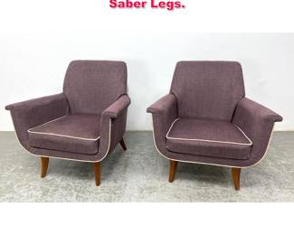 Lot 389 Pair Italian Style Lounge Chairs. Saber Legs. 