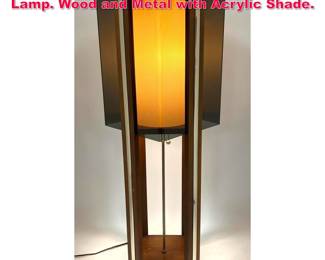 Lot 438 Tall Modernist Prairie style Table Lamp. Wood and Metal with Acrylic Shade. 