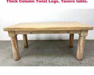 Lot 303 Heavy Primitive Pine Dining Table. Thick Column Twist Legs. Tavern table. 